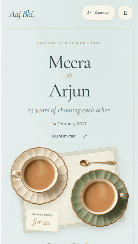 Aaj Bhi invitation, on a phone