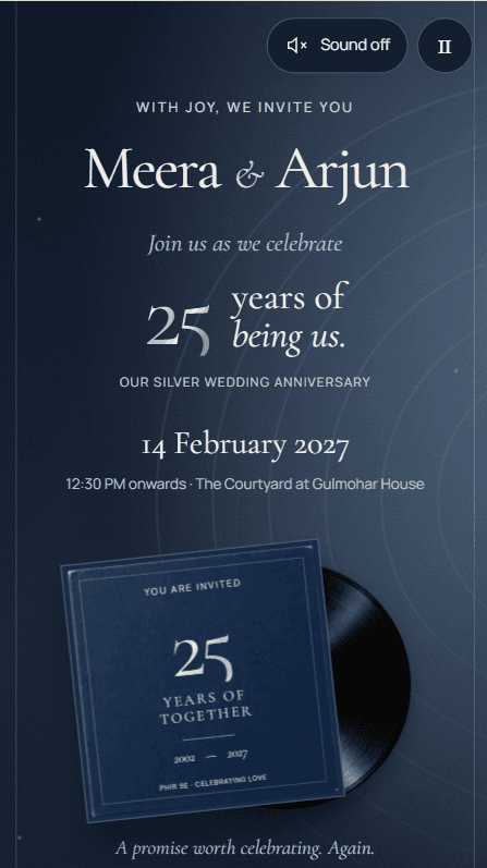 Chandani Saath invitation, on a phone