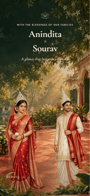 Shubho Drishti invitation, on a phone