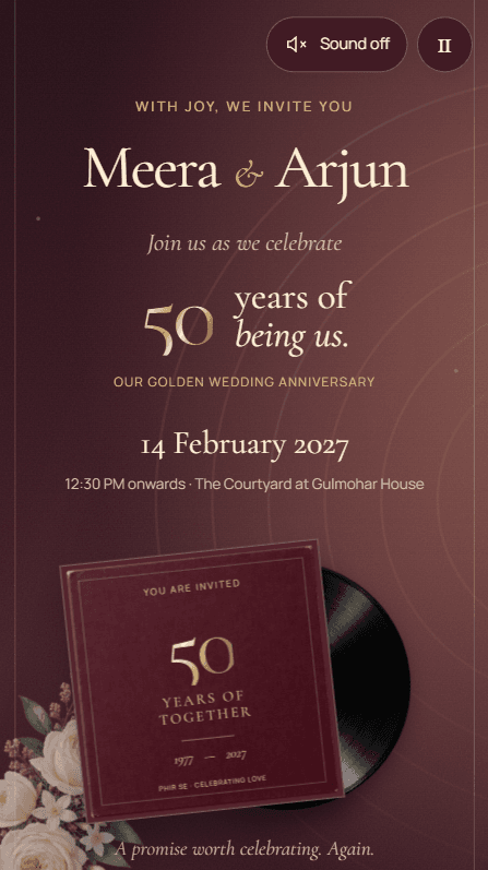 Sunehra Safar invitation, on a phone